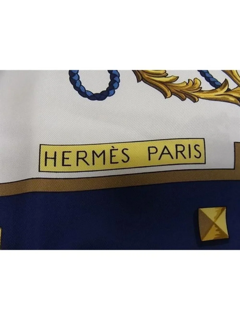 ★SOLD★ Hermes les Cles Carre 90 Silk Scarf Shawl Blue Multicolor - Picture 6 of 6